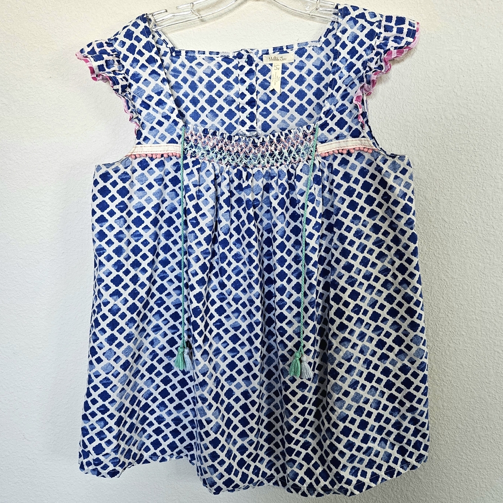 Vibrant Blue and White Womens Top